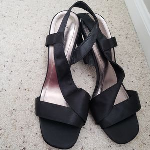 Nwot Black Silk Dressy Heels - image 1